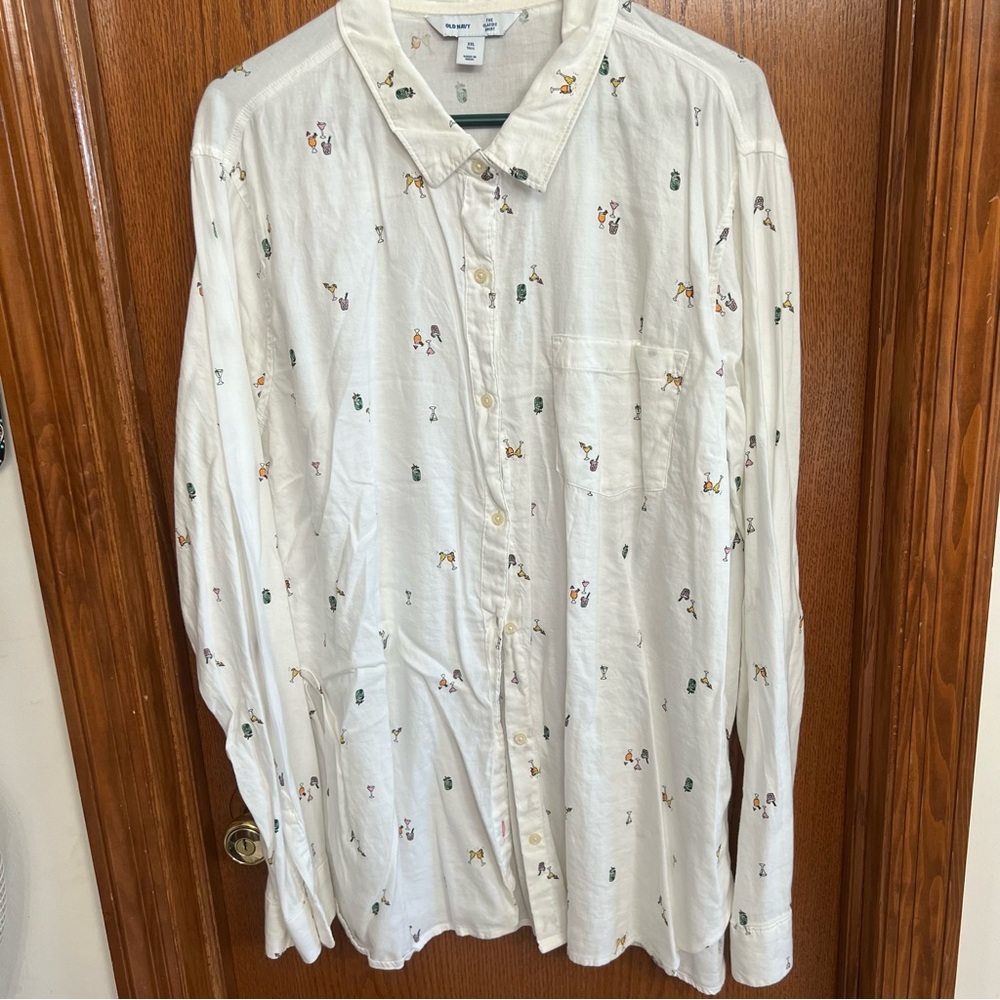 Old Navy Multi Color Cocktails Print Blouse Size XXL Tall